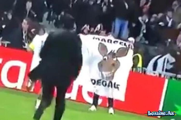 Eşşək şəkli olan pankart açdı - Çempionlar Liqasında qalmaqal düşdü - Sun.Az