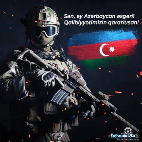 GÜCLÜ AZERBAYCAN ESGERLERİ SIZE BUTUN AZERBAYCAN XALQI TEŞEKKÜR EDİR SIZIN SAYENIZDE TORPAQLARIMIZ AZAD OLDU CENAB ALI BAŞ KAMANDAN SIZE DE BUTUN AZERBAYCAN XALQI TEŞEKKÜR EDİR SIZIN DEDİYİNİZ KIMI GÜÇLÜ ESGERLERİMİZ DÜŞMENIN BAŞİNA DEMİR YUMRUQ VURD