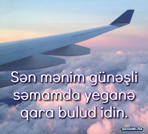 Sən mənim günəşli səmamda yeganə qara bulud idin.