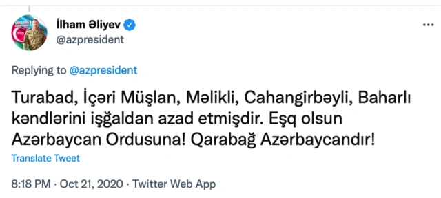 Vətən müharibəsinin 25-ci günü: 21 kənd və bir qəsəbə işğaldan azad edilir