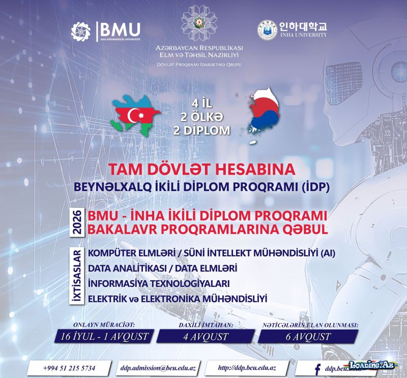 BMU-İNHA ikili diplom proqramına qəbul başlayır - Sun.Az
