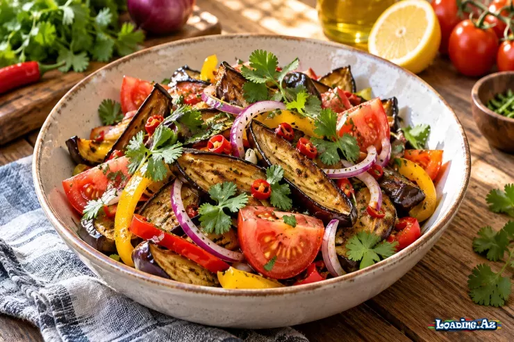 Sobada bişmiş badımcan və tərəvəz salatı RESEPTİ - Sun.Az